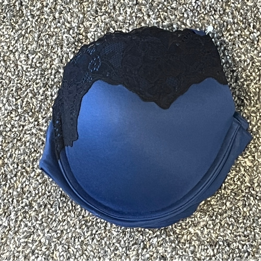 Maidenform Midnight Blue and Black Lace Bra Size 38D - Picture 4 of 5